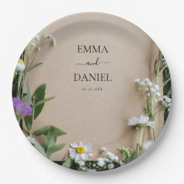 Rustic Wildflower Botanical Kraft Paper Wedding Pappteller