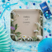 Rustic Wildflower Botanical Kraft Paper Wedding Pappteller (Party)