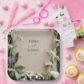 Rustic Wildflower Botanical Kraft Paper Wedding Pappteller (Party)