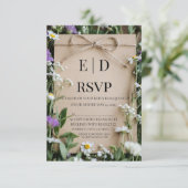 Rustic Wildflower Botanical Kraft Paper Wedding RSVP Karte (Stehend Vorderseite)