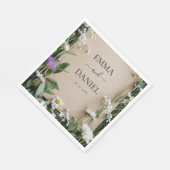 Rustic Wildflower Botanical Kraft Paper Wedding Serviette (Ecke)