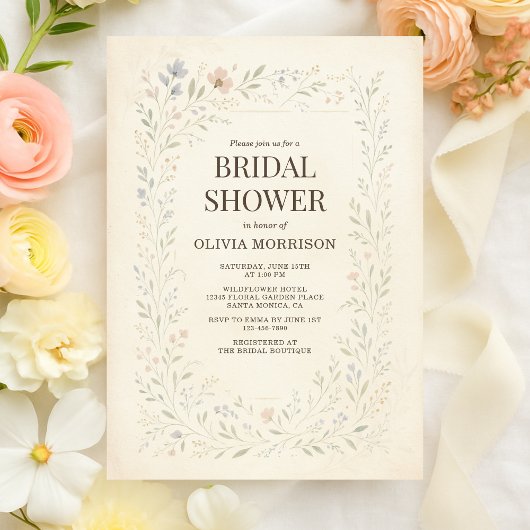 Rustic Wildflower Garden Boho Bridal Shower Einladung