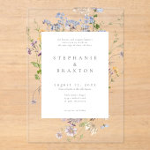 Rustic Wildflower Garden Elegant Wedding Acryleinladungen (Vorderseite)