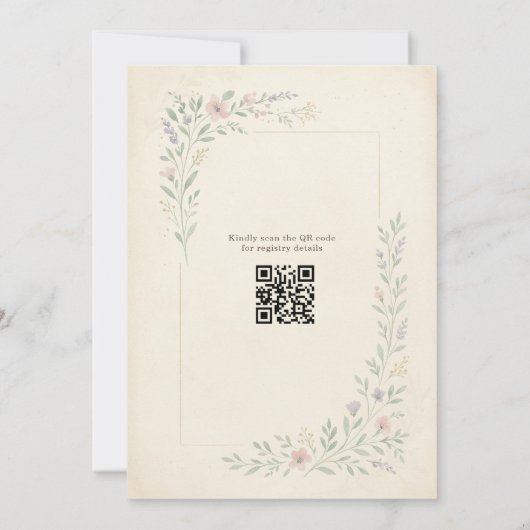 Rustic Wildflower Garden QR Code Bridal Shower Einladung (Rückseite)