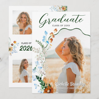 Rustic Wildflower Graduation Wavy Arch Photo Party Einladung