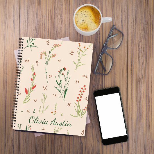 Rustic Wildflower Journal Personalized  Notizblock