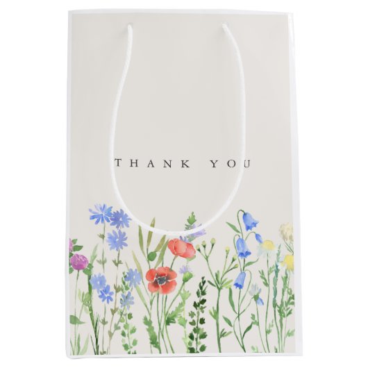 Rustic Wildflower Meadow Wedding Mittlere Geschenktüte (Vorderseite)