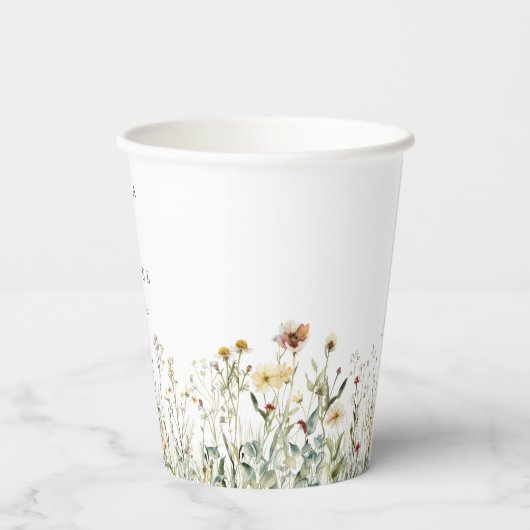Rustic Wildflower Meadow Wedding Pappbecher (Rückseite)
