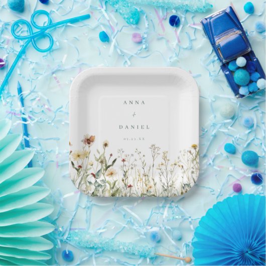 Rustic Wildflower Meadow Wedding Pappteller (Party)