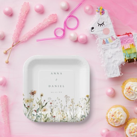 Rustic Wildflower Meadow Wedding Pappteller (Party)