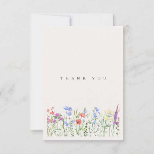 Rustic Wildflower Meadow Wedding Photo Dankeskarte (Vorderseite)
