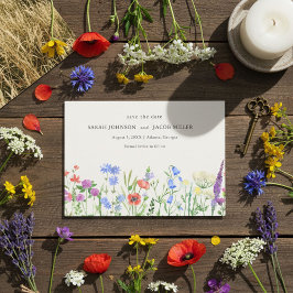Rustic Wildflower Meadow Wedding Photo  Save The Date