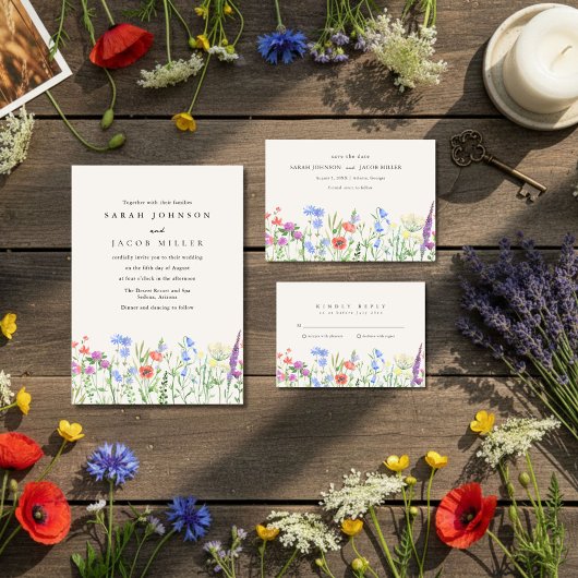 Rustic Wildflower Meadow Wedding RSVP 