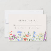 Rustic Wildflower Meadow Wedding RSVP  Karte (Vorderseite)