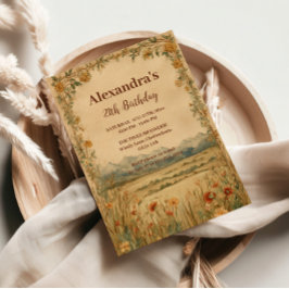 Rustic Wildflower Mountain Birthday Einladung