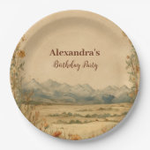 Rustic Wildflower Mountain Birthday Pappteller (Vorderseite)