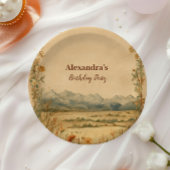Rustic Wildflower Mountain Birthday Pappteller