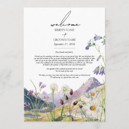 Rustic Wildflower Mountain Itinerary Wedding  Programm