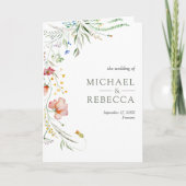 Rustic Wildflower Photo Collage QR Code Wedding Einladung (Vorderseite)