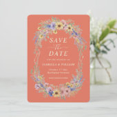 Rustic Wildflower Save The Date Terracotta Bloom Einladung (Stehend Vorderseite)
