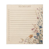 Rustic Wildflower To Do List Teacher Nature Gift Notizblock (Vorderseite)