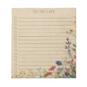 Rustic Wildflower To Do List Teacher Nature Gift Notizblock (Vorderseite)