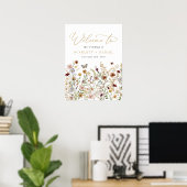 Rustic Wildflower Wedding Garden Flowers Welcome Poster (Heimbüro)