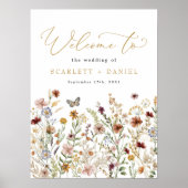Rustic Wildflower Wedding Garden Flowers Welcome Poster (Vorne)
