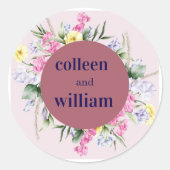 Rustic Wildflower Wedding Sticker – Folk Floral Ro (Vorderseite)