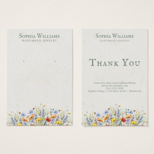 Rustic Wildflowers Boarder Earring Display Card (Vorne & Hinten)