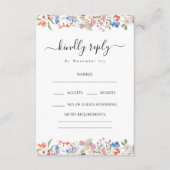 Rustic Wildflowers Bohemian Wedding RSVP Cards Begleitkarte (Vorderseite)