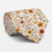 Rustic Wildflowers - Boho Fall Floral Pattern Krawatte (Gerollt)