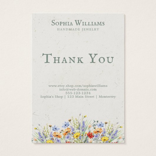 Rustic Wildflowers Border Necklace Display Card (Rückseite)