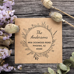 Rustic Wildflowers Round Self Inking Address Stamp Permastempel