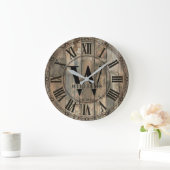 Rustic Williams Family Monogram Clock | Wood-Look  Große Wanduhr (Zuhause)