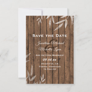 Rustic Willow on Wood Wedding Save The Date