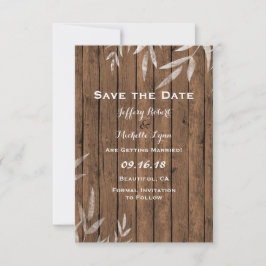 Rustic Willow on Wood Wedding Save The Date