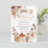 Rustic Wine and Bow Fall in Love Pumpkin Einladung (Stehend Vorderseite)