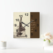 Rustic wine bottle and grapes clock quadratische wanduhr (Zuhause)