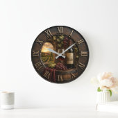 Rustic Wine Cellar Vineyard Winery Decor Große Wanduhr (Zuhause)