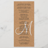 Rustic Wine Cork Wedding Monogram Programm (Rückseite)