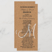 Rustic Wine Cork Wedding Monogram Programm (Vorne/Hinten)