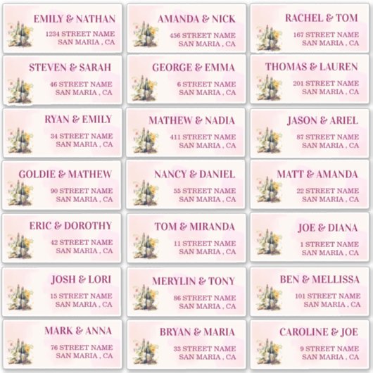 Rustic Winery Wedding Guest Address Labels (Vorderseite)