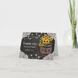 Rustic Winery Wedding Vielen Dank | String Lights Dankeskarte