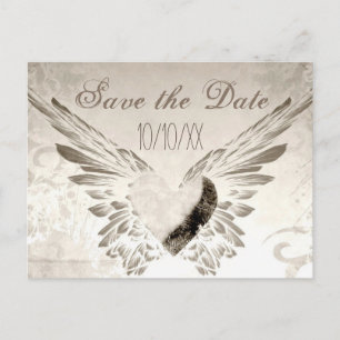 Rustic Wings Angel Heart Vintage Save the Date Ankündigungspostkarte
