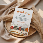 Rustic Winter Baby Shower Snow Village Dankeskarte