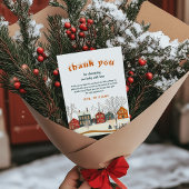 Rustic Winter Baby Shower Snow Village Dankeskarte