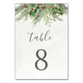 Rustic Winter Berries Pine Cone Greenery Wedding Tischnummer (Rückseite)
