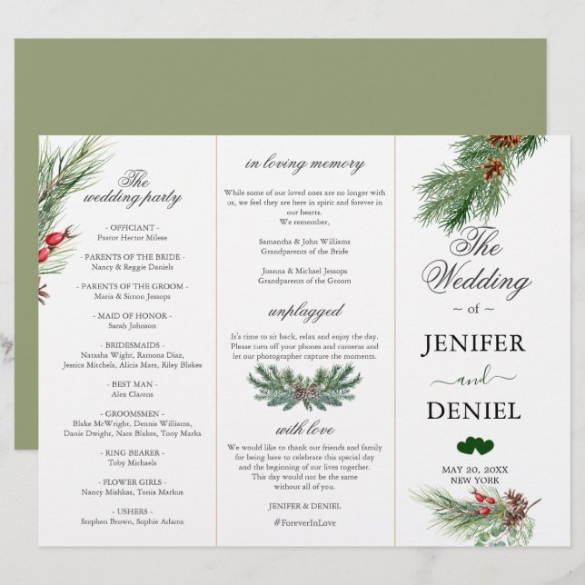 Rustic Winter Berry Pine Greenery Wedding (Vorne/Hinten)