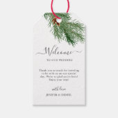Rustic Winter Berry Pine Greenery Wedding Geschenkanhänger (Vorderseite)